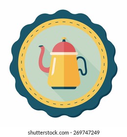 coffee kettle flat icon with long shadow,eps10