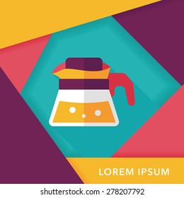coffee kettle flat icon with long shadow,eps10