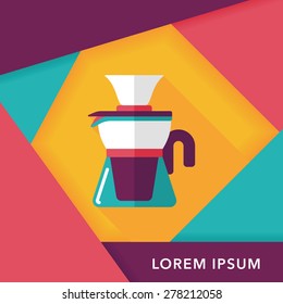 coffee kettle flat icon with long shadow,eps10