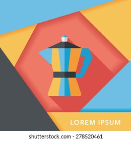 coffee kettle flat icon with long shadow,eps10
