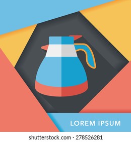 coffee kettle flat icon with long shadow,eps10