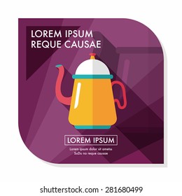 coffee kettle flat icon with long shadow,eps10