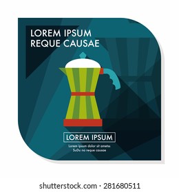 coffee kettle flat icon with long shadow,eps10