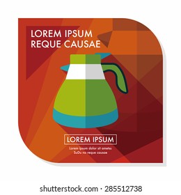 coffee kettle flat icon with long shadow,eps10
