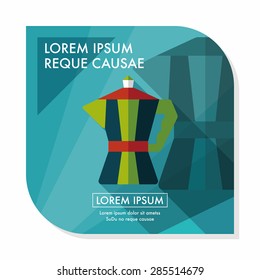 coffee kettle flat icon with long shadow,eps10
