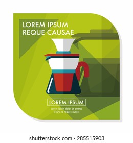 coffee kettle flat icon with long shadow,eps10