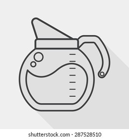 coffee kettle flat icon with long shadow, line icon