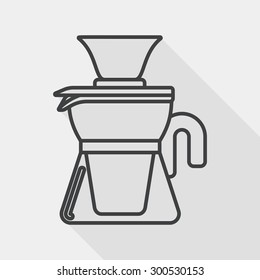 coffee kettle flat icon with long shadow, line icon
