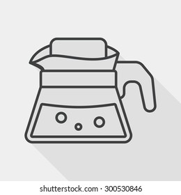 coffee kettle flat icon with long shadow, line icon