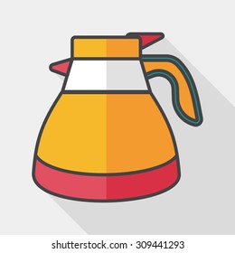 coffee kettle flat icon with long shadow,eps10