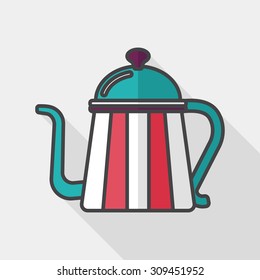 coffee kettle flat icon with long shadow, eps10