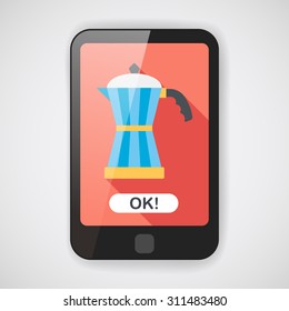 coffee kettle flat icon with long shadow,eps10