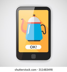 coffee kettle flat icon with long shadow,eps10