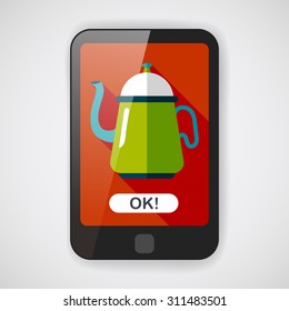 coffee kettle flat icon with long shadow,eps10