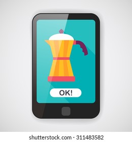 coffee kettle flat icon with long shadow,eps10