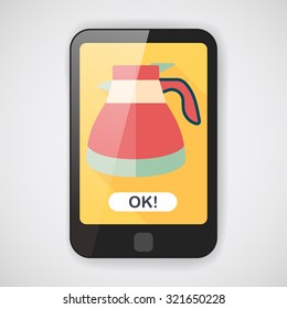 coffee kettle flat icon with long shadow,eps10