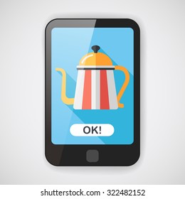 coffee kettle flat icon with long shadow,eps10