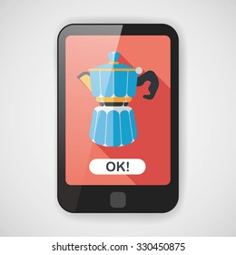 coffee kettle flat icon with long shadow,eps10