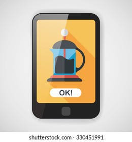 coffee kettle flat icon with long shadow,eps10
