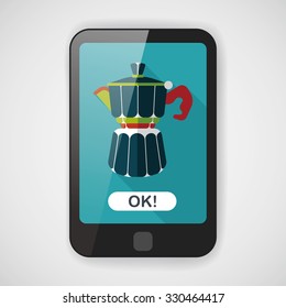 coffee kettle flat icon with long shadow,eps10