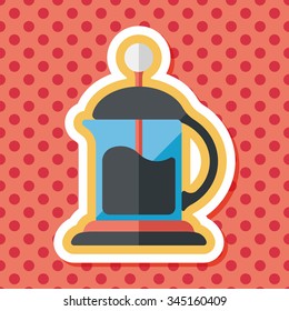 coffee kettle flat icon with long shadow,eps10