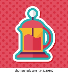 coffee kettle flat icon with long shadow,eps10