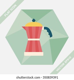 coffee kettle flat icon with long shadow,eps10
