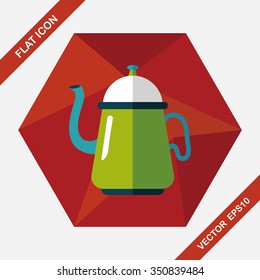 coffee kettle flat icon with long shadow,eps10