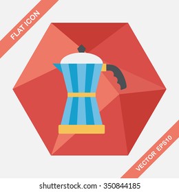 coffee kettle flat icon with long shadow,eps10