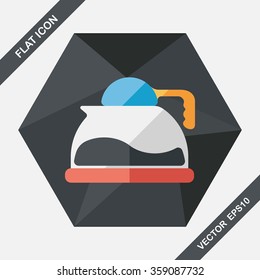 coffee kettle flat icon with long shadow,eps10