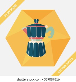 coffee kettle flat icon with long shadow,eps10