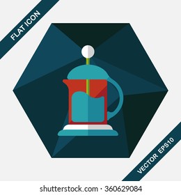 coffee kettle flat icon with long shadow,eps10