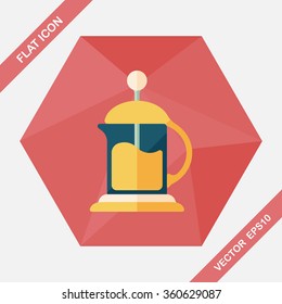coffee kettle flat icon with long shadow,eps10