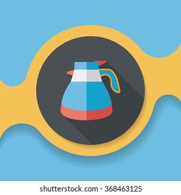coffee kettle flat icon with long shadow,eps10