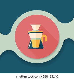 coffee kettle flat icon with long shadow,eps10