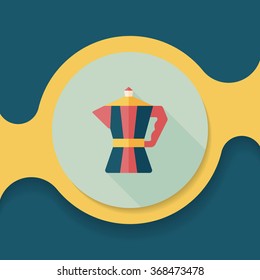 coffee kettle flat icon with long shadow,eps10