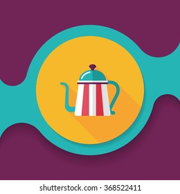 coffee kettle flat icon with long shadow,eps10