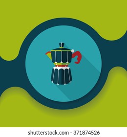 coffee kettle flat icon with long shadow,eps10