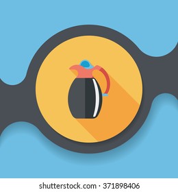 coffee kettle flat icon with long shadow,eps10