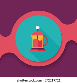 coffee kettle flat icon with long shadow,eps10