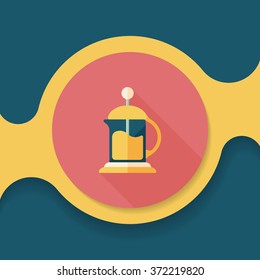 coffee kettle flat icon with long shadow,eps10