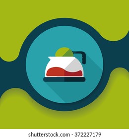 coffee kettle flat icon with long shadow,eps10