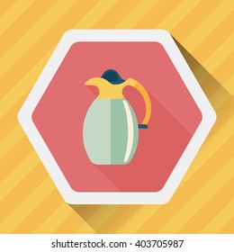 coffee kettle flat icon with long shadow,eps10