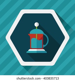 coffee kettle flat icon with long shadow,eps10