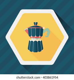 coffee kettle flat icon with long shadow,eps10