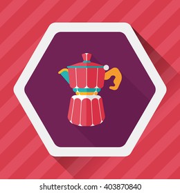 coffee kettle flat icon with long shadow,eps10