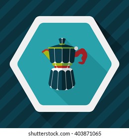 coffee kettle flat icon with long shadow,eps10