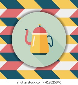 coffee kettle flat icon with long shadow,eps10