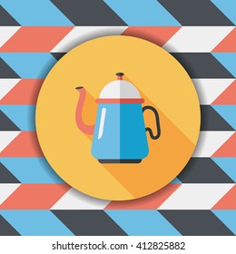 coffee kettle flat icon with long shadow,eps10
