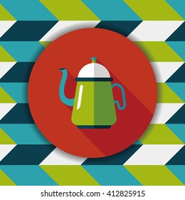 coffee kettle flat icon with long shadow,eps10
